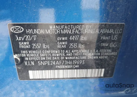 2018 Hyundai Sonata Se z USA, uszkodzony, nr VIN 5NPE24AF7JH619693